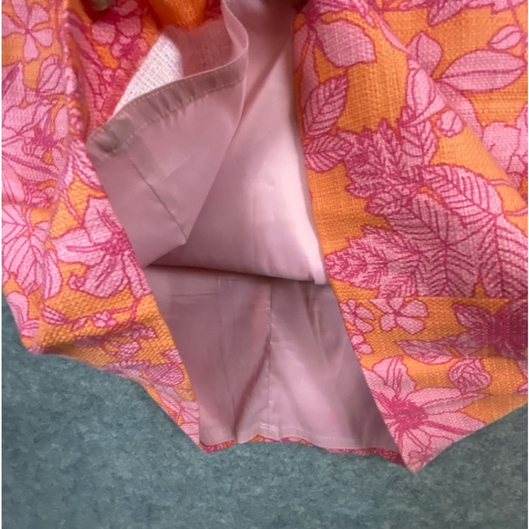 Brooks Brothers Shift Dress Size 4 Orange Pink Floral 100% Cotton Midi‎ Preppy - Picture 6 of 12